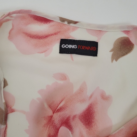 Vintage Floral Midi Dress - Pink and White - Picture 2 of 8